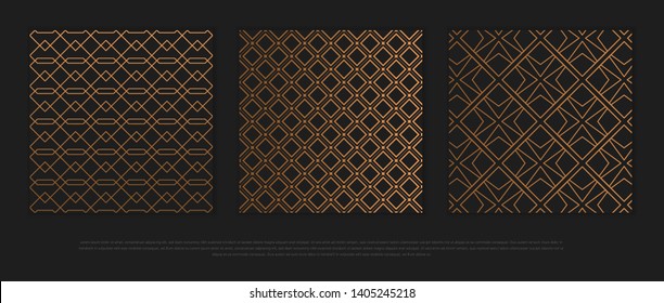 Vector set of design elements, labels and frames for packaging for luxury products in trendy linear style.