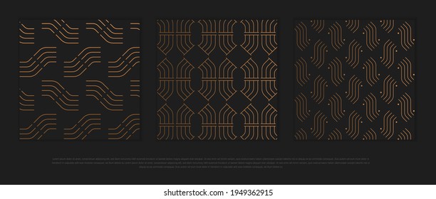 Vector set of design elements, labels and frames for packaging for luxury products in trendy linear style.