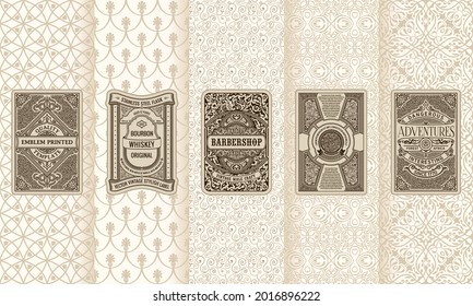 Vector set of design elements labels, icon, logo, frame, luxury packaging for the product