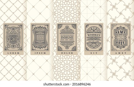 Vector set of design elements labels, icon, logo, frame, luxury packaging for the product