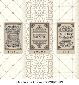 Vector set of design elements labels, icon, logo, frame, luxury packaging for the product