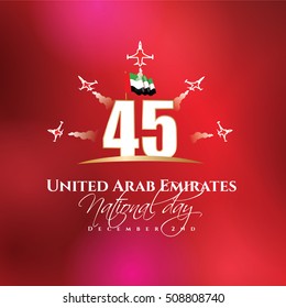 vector set of design elements labels badges on the theme of independence Day of the United Arab Emirates. happy national day. December 2nd 45th anniversary