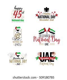 vector set of design elements labels badges on the theme of independence Day of the United Arab Emirates. happy national day