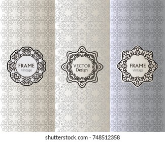 Vector set of design elements labels, icon, logo, frame, luxury packaging for the product.