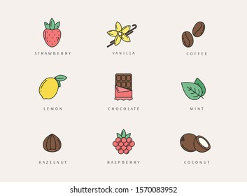 Vector set of design elements, logo design template, icons and badges of different flavor.