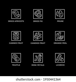 Vector set of design elements, logo design template, icons and badges for cuisine specialties. Line icon set, editable stroke.