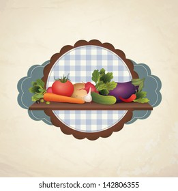 Vector set of design elements for the menu on the chalkboard.  Vector vegetables illustration, food banner.