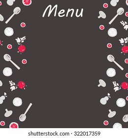 Vector set of design elements for the menu on the dark brown background