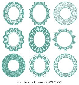 Vector set of design elements: Ornate Circle Frames