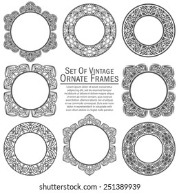 Vector set of design elements: Ornate Circle Frames