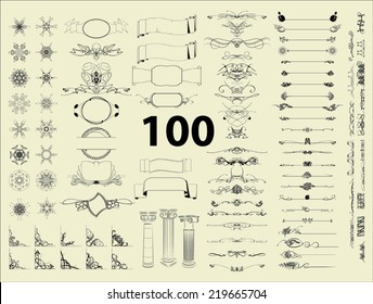 vector set: design elements and page decorations, background patterns.