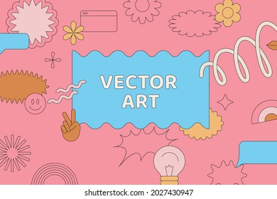 Vector set of design elements, patches and stickers with copy space for text - abstract background elements for branding, packaging, prints and social media posts

