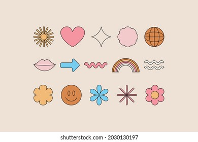 Vector set of design elements, patches and stickers with copy space for text - abstract background elements for branding, packaging, prints and social media posts

