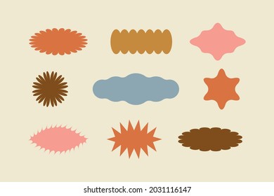 Vector set of design elements, patches and stickers with copy space for text - abstract background elements for branding, packaging, prints and social media posts

