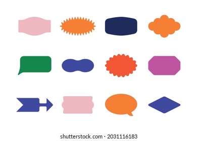 Vector set of design elements, patches and stickers with copy space for text - abstract background elements for branding, packaging, prints and social media posts

