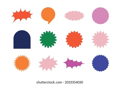 Vector set of design elements, patches and stickers with copy space for text - abstract background elements for branding, packaging, prints and social media posts

