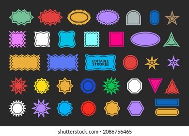 Vector set of design elements, patches and stickers with copy space for text - abstract background elements for branding, packaging, prints and social media posts.