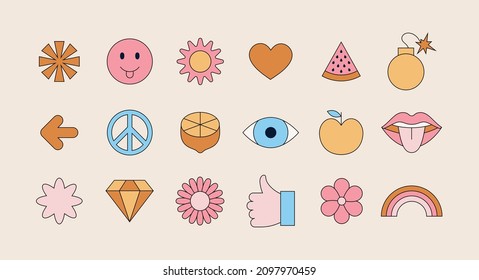 Vector set of design elements, patches and stickers with copy space for text - abstract background elements for branding, packaging, prints and social media posts

