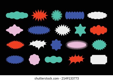 Vector set of design elements, patches and stickers with copy space for text - abstract background elements for branding, packaging, prints and social media posts