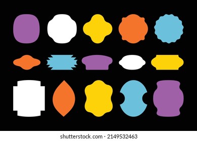 Vector set of design elements, patches and stickers with copy space for text - abstract background elements for branding, packaging, prints and social media posts