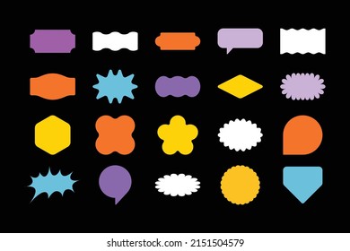 Vector set of design elements, patches and stickers with copy space for text - abstract background elements for branding, packaging, prints and social media posts