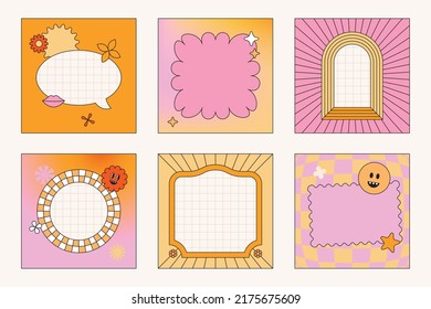 Vector set of design elements, patches and stickers with copy space for text - abstract background elements for branding, packaging, prints and social media posts