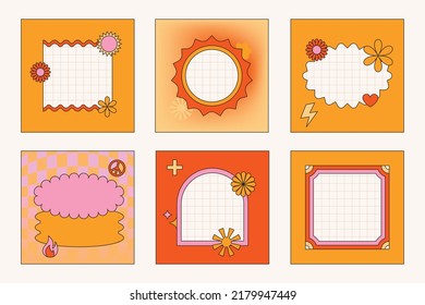 Vector set of design elements, patches and stickers with copy space for text - abstract background elements for branding, packaging, prints and social media posts