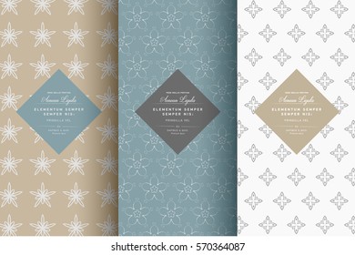 Vector set of design elements pattern for chocolate and cocoa packaging with typography labels and background, wallpaper in trendy linear style. Pattern for cafe, sweet-shop, pastry shop