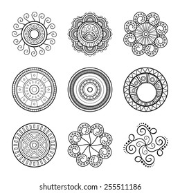 Vector Set of Design Elements. Patterned Circles