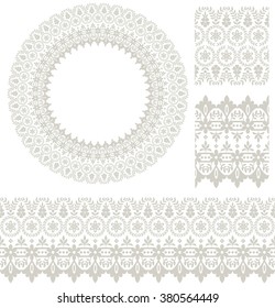 Vector set of design elements: seamless texture, borders, frames.vector includes pattern brushes for Illustrator.