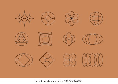 Vector set of design elements and shapes for abstract backgrounds and modern art - logo design templates, frames, photo overlays and stars