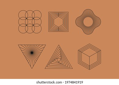 Vector set of design elements and shapes for abstract backgrounds and modern art - logo design templates, frames, photo overlays and stars