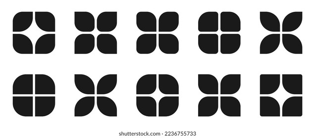  Vector set of design elements, shapes and geometric figures and stars. Template for wallpaper, banner, presentation, background
