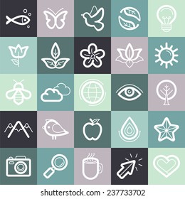 Vector set of design elements and symbols - ecology and nature related icons and emblems