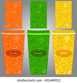 Vector set of design elements,   in trendy linear style - logo design templates and concepts for packaging and labels for fresh juices, diet smoothie and healthy food