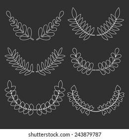 Vector set of design floral wheat laurels and wreaths.