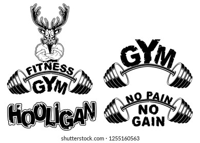 Vector set design for a gym with an abstract depiction of a strong deer.