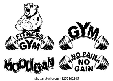 Vector set design for a gym with an abstract image of a strong bear.