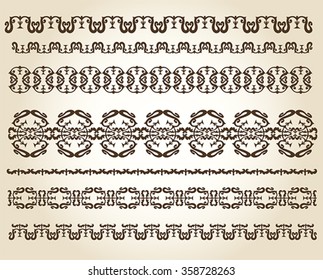 vector set: design ornaments and page decoration, ribbon collection with vintage engraving elements