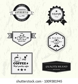 Vector set of design premium quality and guarantee labels with retro vintage styled