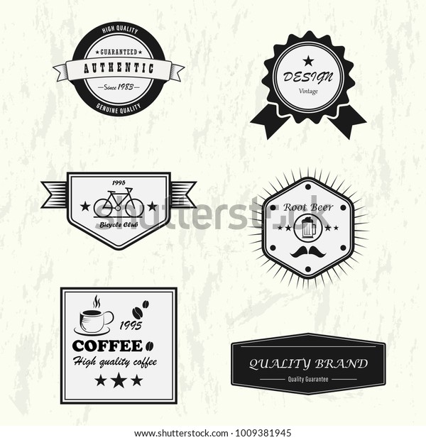Vector set of design premium quality and\
guarantee labels with retro vintage\
styled