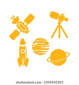 Vector set design of rocket shapes, satellites and space objects