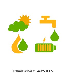 Diseño de conjuntos vectores de formas de símbolos que protegen el medio ambiente y el agua