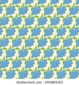 Vector set of design spring seamless pattern with pink and blue flowers, green leafs. Summer. Floral. Illustration for wedding invitations, wallpaper, textile, wrapping paper, fashion, fabric, web.
