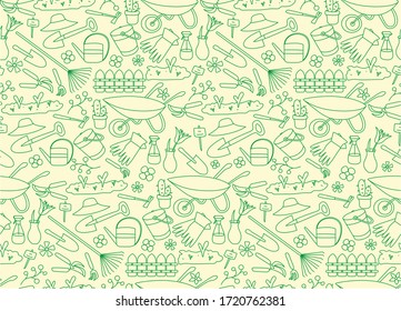 Vector set of design templates and elements for Farm and Agriculture in trendy linear style - Seamless patterns with linear icons related to Farm and Agriculture - Vector
