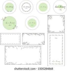 Vector set of design templates, frames and premade logos. Perfect  for beauty products, cosmetics, organic food.