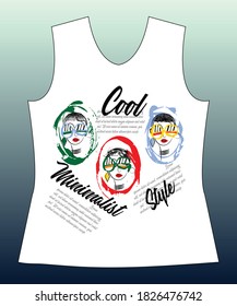 Vector set of design templates and illustrations in minimal linear style - minimalistic modern art - abstract t-shirt print - beauty and fashion concept