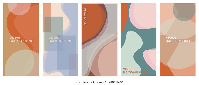 Vector set of design templates for social media stories - backgrounds in minimal trendy style with copy space for text.