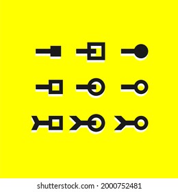 
vector set design,icon, arrow illustration with circle tip shape and black and white color box