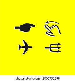 
vector set design,icon,hand illustration,plane,with right arrow